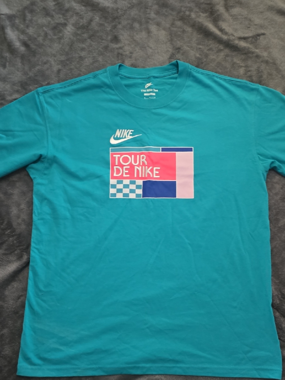 Nike Teal Graphic Tee with Pink & Blue Panels